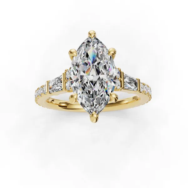 14K Yellow Gold Marquise Engagement Ring Setting Image 4 SVS Fine Jewelry Oceanside, NY
