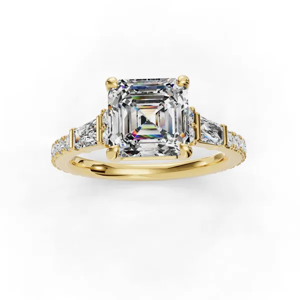 14K Yellow Gold Asscher Engagement Ring Setting Image 4 SVS Fine Jewelry Oceanside, NY