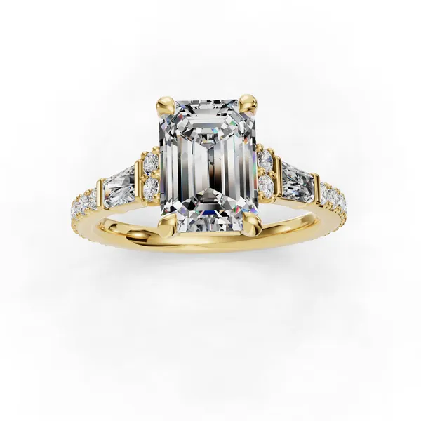 14K Yellow Gold Emerald Engagement Ring Setting Image 4 SVS Fine Jewelry Oceanside, NY