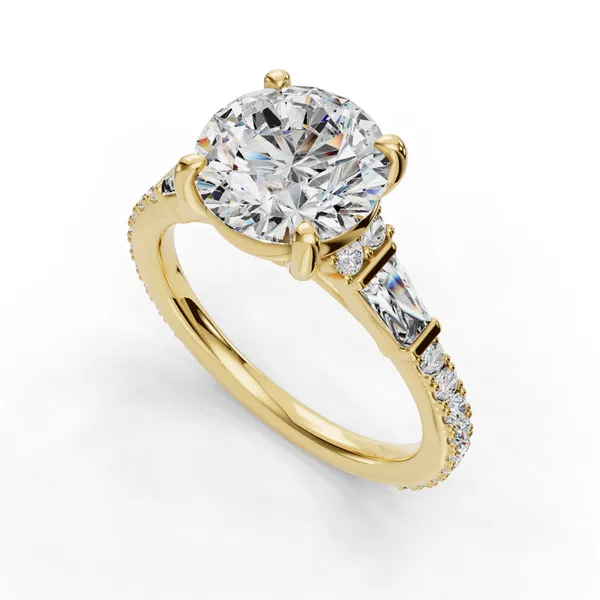 14K Yellow Gold Round Engagement Ring Setting SVS Fine Jewelry Oceanside, NY