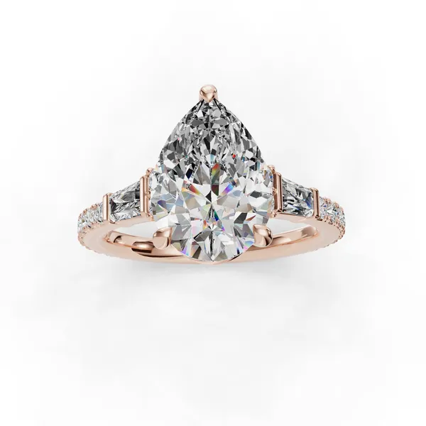 18K Rose Gold Pear Engagement Ring Setting Image 4 SVS Fine Jewelry Oceanside, NY