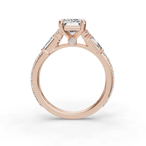 18K Rose Gold Emerald Engagement Ring Setting Image 2 SVS Fine Jewelry Oceanside, NY