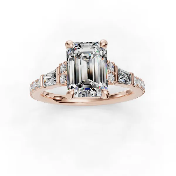 18K Rose Gold Emerald Engagement Ring Setting Image 4 SVS Fine Jewelry Oceanside, NY