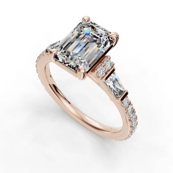 18K Rose Gold Emerald Engagement Ring Setting SVS Fine Jewelry Oceanside, NY