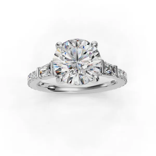 18K White Gold Round Engagement Ring Setting Image 4 SVS Fine Jewelry Oceanside, NY