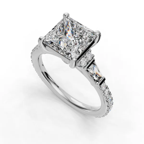 18K White Gold Princess Engagement Ring Setting SVS Fine Jewelry Oceanside, NY