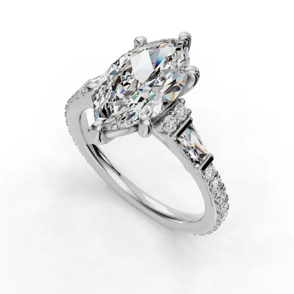 18K White Gold Marquise Engagement Ring Setting SVS Fine Jewelry Oceanside, NY