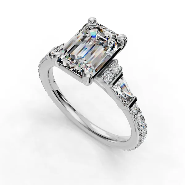 18K White Gold Emerald Engagement Ring Setting SVS Fine Jewelry Oceanside, NY