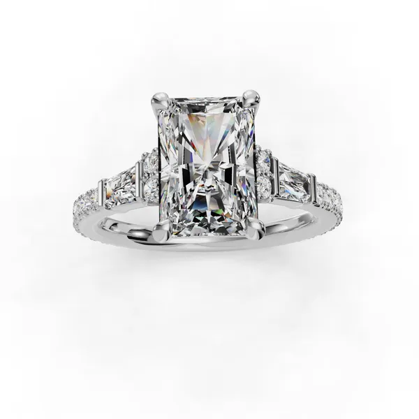 18K White Gold Radiant Engagement Ring Setting Image 4 SVS Fine Jewelry Oceanside, NY