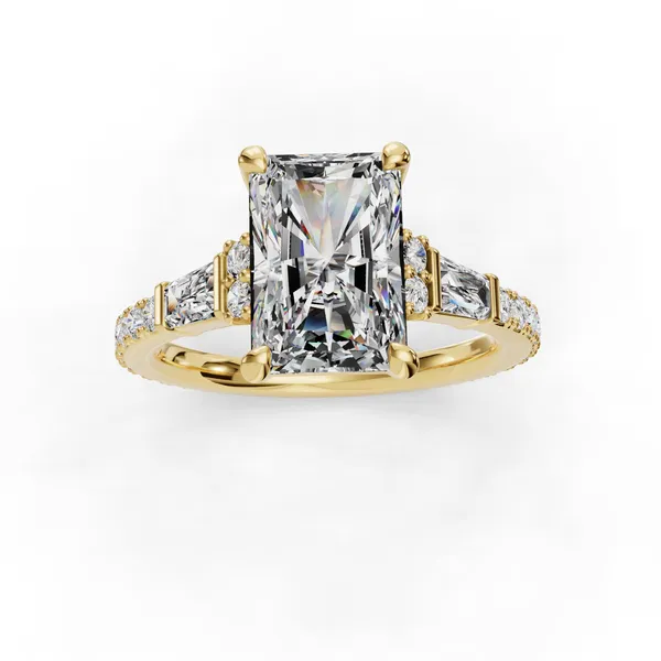 18K Yellow Gold Radiant Engagement Ring Setting Image 4 SVS Fine Jewelry Oceanside, NY