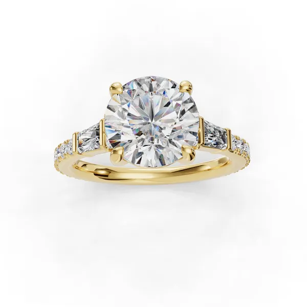 18K Yellow Gold Round Engagement Ring Setting Image 4 SVS Fine Jewelry Oceanside, NY