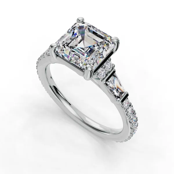 Platinum Asscher Engagement Ring Setting SVS Fine Jewelry Oceanside, NY