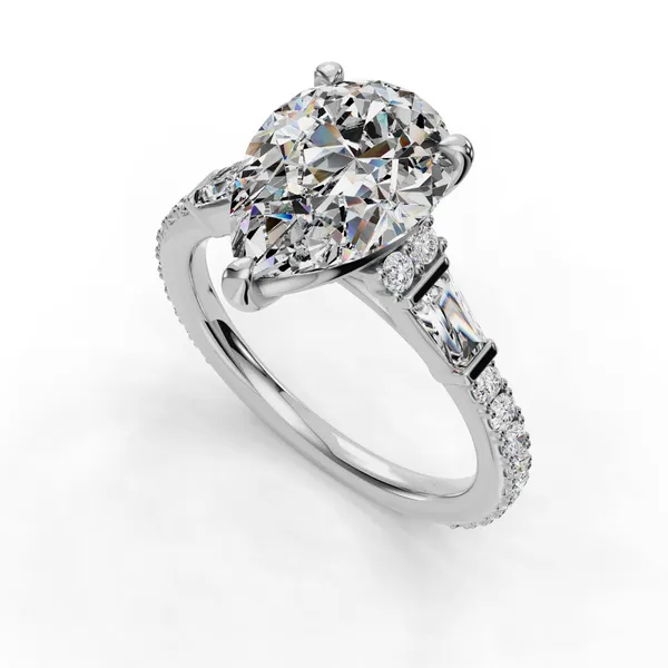 Platinum Pear Engagement Ring Setting SVS Fine Jewelry Oceanside, NY