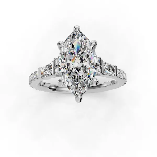 Platinum Marquise Engagement Ring Setting Image 4 SVS Fine Jewelry Oceanside, NY