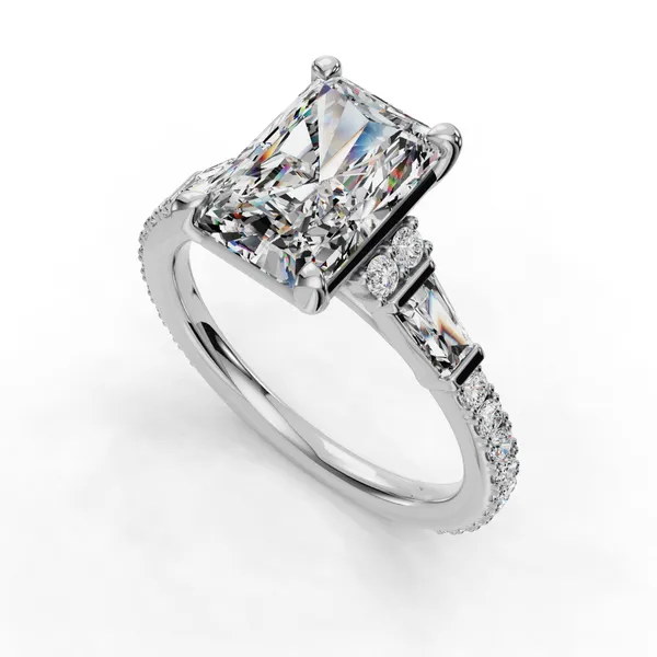Platinum Radiant Engagement Ring Setting SVS Fine Jewelry Oceanside, NY