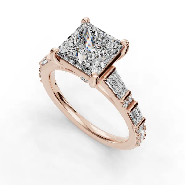 14K Rose Gold Princess Engagement Ring Setting SVS Fine Jewelry Oceanside, NY