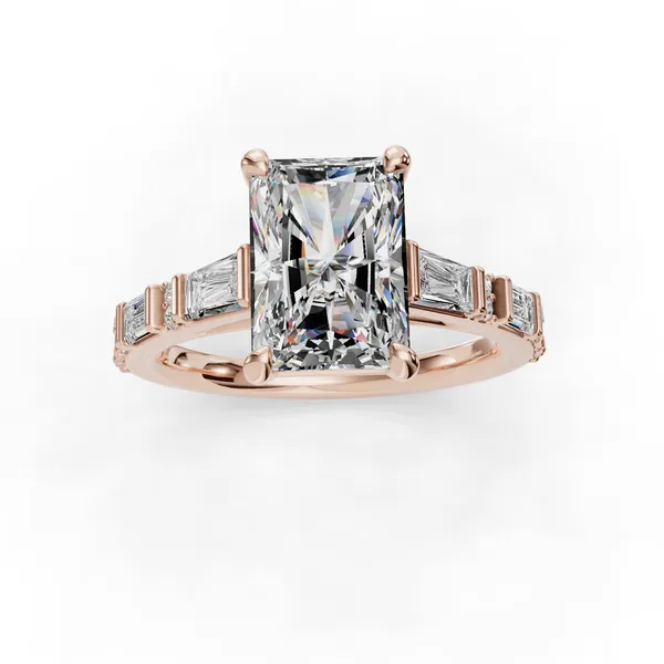 14K Rose Gold Radiant Engagement Ring Setting Image 4 SVS Fine Jewelry Oceanside, NY