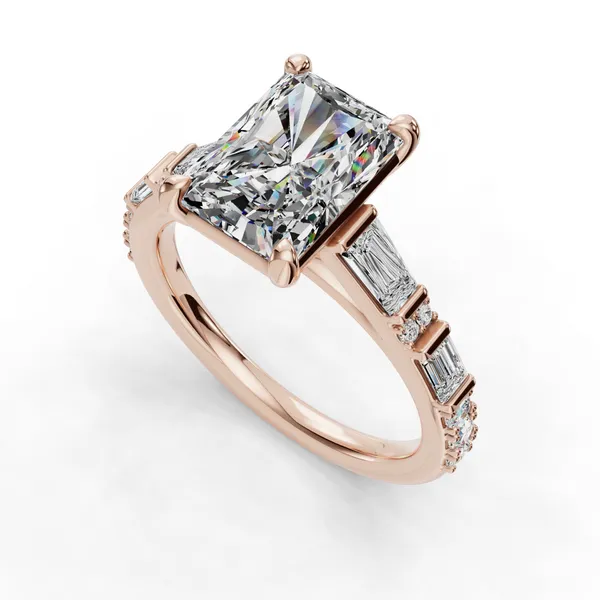 14K Rose Gold Radiant Engagement Ring Setting SVS Fine Jewelry Oceanside, NY