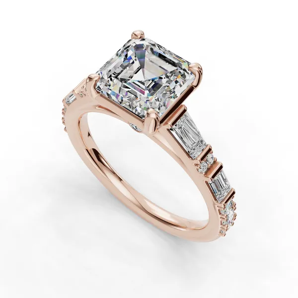 14K Rose Gold Asscher Engagement Ring Setting SVS Fine Jewelry Oceanside, NY