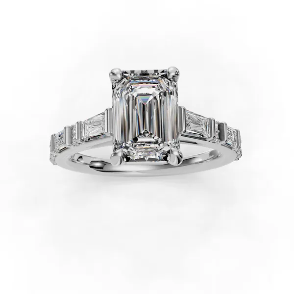 14K White Gold Emerald Engagement Ring Setting Image 4 SVS Fine Jewelry Oceanside, NY