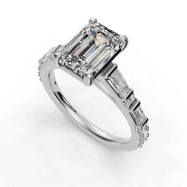 14K White Gold Emerald Engagement Ring Setting SVS Fine Jewelry Oceanside, NY