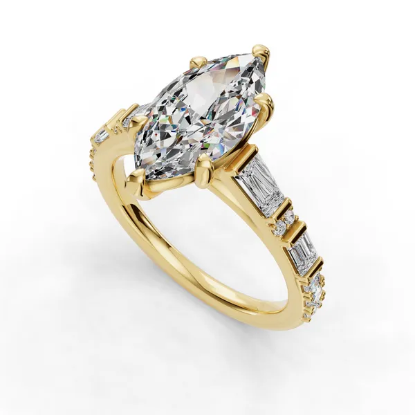 14K Yellow Gold Marquise Engagement Ring Setting SVS Fine Jewelry Oceanside, NY