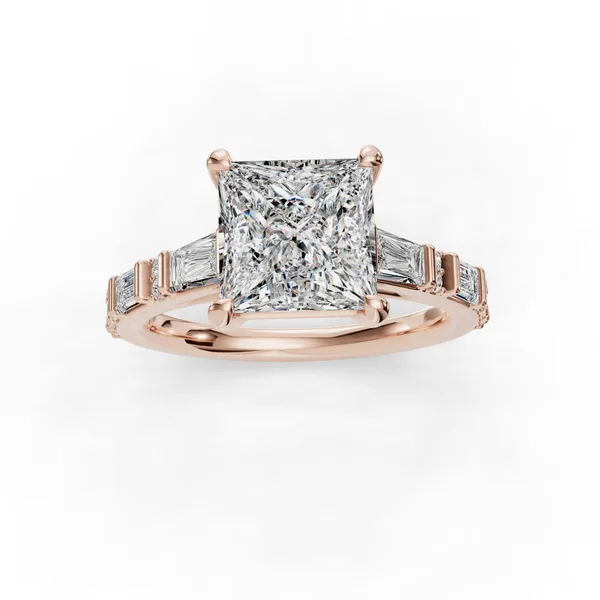 18K Rose Gold Princess Engagement Ring Setting Image 4 SVS Fine Jewelry Oceanside, NY