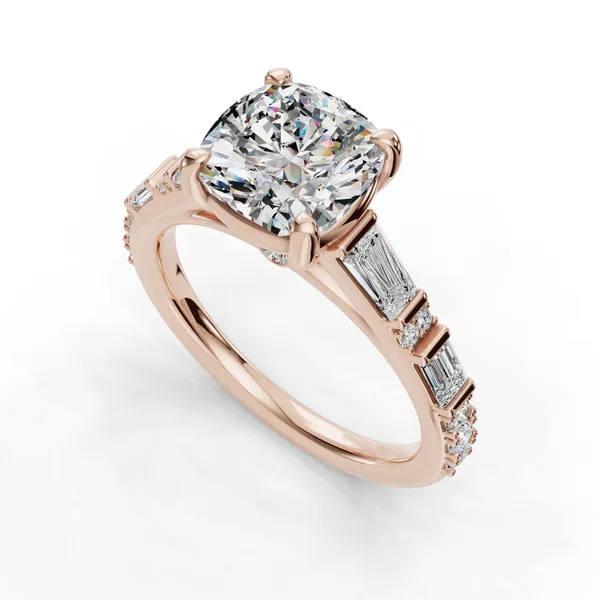 18K Rose Gold Cushion Engagement Ring Setting SVS Fine Jewelry Oceanside, NY
