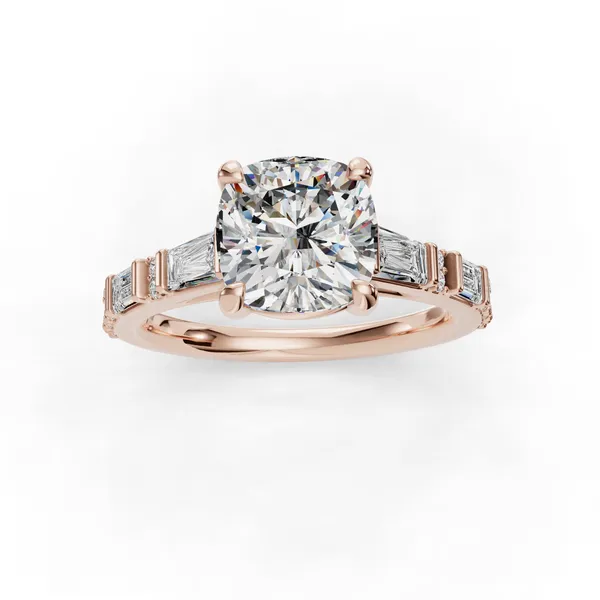 18K Rose Gold Cushion Engagement Ring Setting Image 4 SVS Fine Jewelry Oceanside, NY