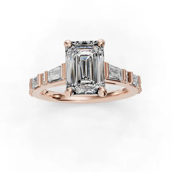 18K Rose Gold Emerald Engagement Ring Setting Image 4 SVS Fine Jewelry Oceanside, NY