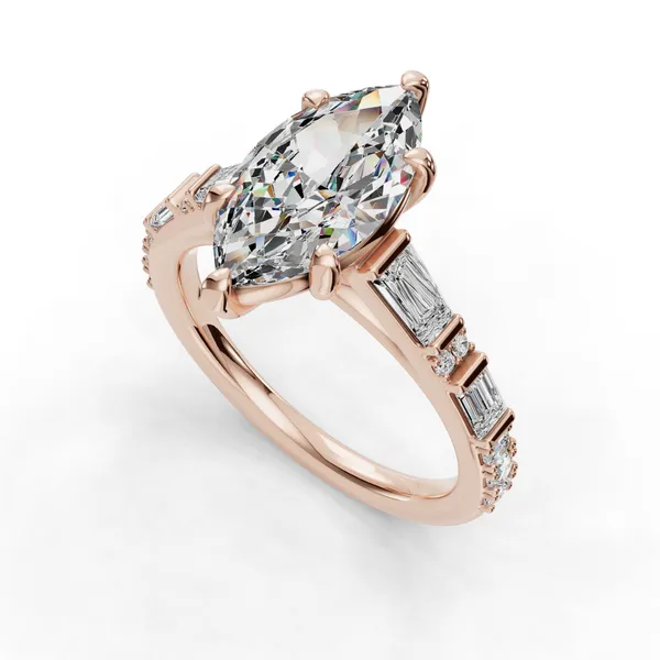 18K Rose Gold Marquise Engagement Ring Setting SVS Fine Jewelry Oceanside, NY