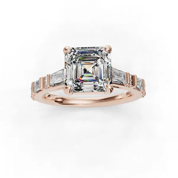 18K Rose Gold Asscher Engagement Ring Setting Image 4 SVS Fine Jewelry Oceanside, NY