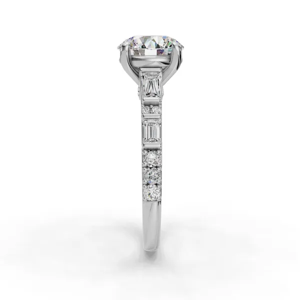 18K White Gold Round Engagement Ring Setting Image 3 SVS Fine Jewelry Oceanside, NY