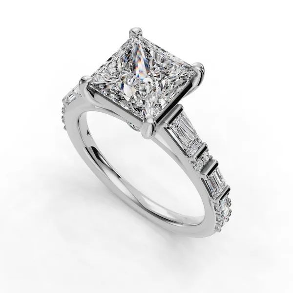 18K White Gold Princess Engagement Ring Setting SVS Fine Jewelry Oceanside, NY