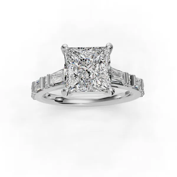 18K White Gold Princess Engagement Ring Setting Image 4 SVS Fine Jewelry Oceanside, NY