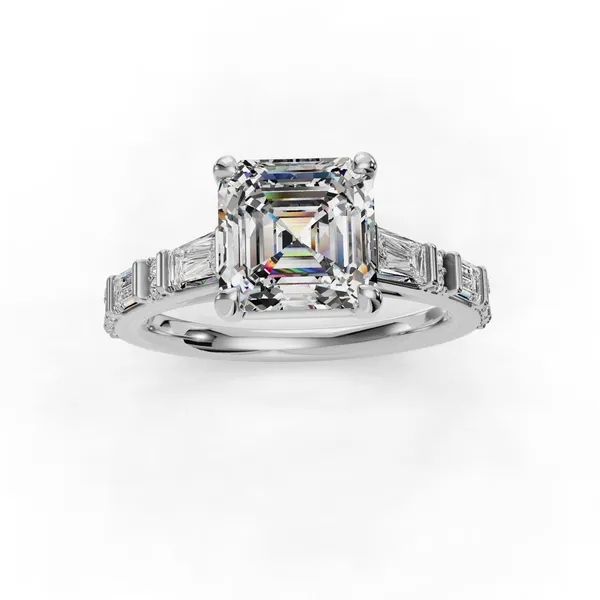 18K White Gold Asscher Engagement Ring Setting Image 4 SVS Fine Jewelry Oceanside, NY