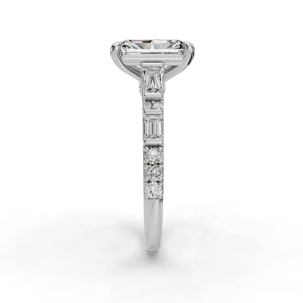 18K White Gold Radiant Engagement Ring Setting Image 3 SVS Fine Jewelry Oceanside, NY