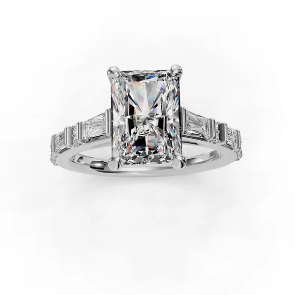 18K White Gold Radiant Engagement Ring Setting Image 4 SVS Fine Jewelry Oceanside, NY