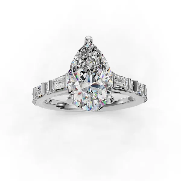 18K White Gold Pear Engagement Ring Setting Image 4 SVS Fine Jewelry Oceanside, NY
