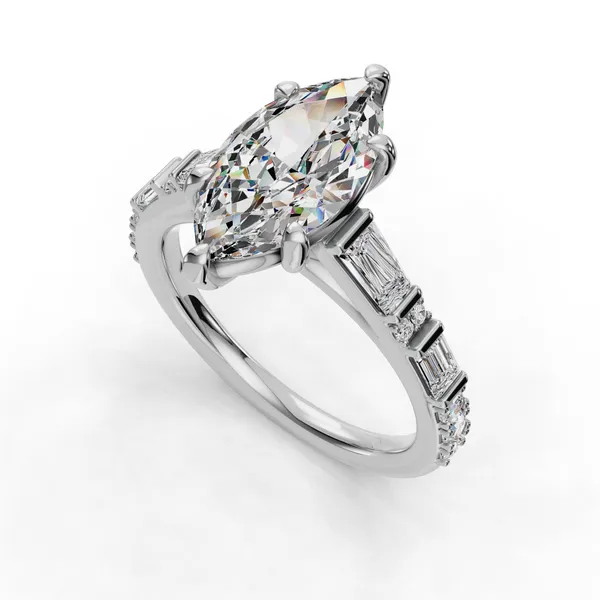 18K White Gold Marquise Engagement Ring Setting SVS Fine Jewelry Oceanside, NY