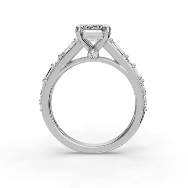 18K White Gold Emerald Engagement Ring Setting Image 2 SVS Fine Jewelry Oceanside, NY