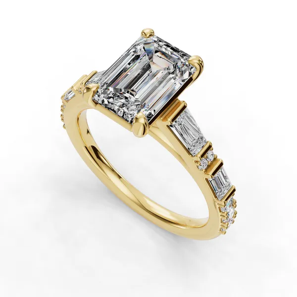 18K Yellow Gold Emerald Engagement Ring Setting SVS Fine Jewelry Oceanside, NY