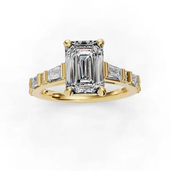 18K Yellow Gold Emerald Engagement Ring Setting Image 4 SVS Fine Jewelry Oceanside, NY