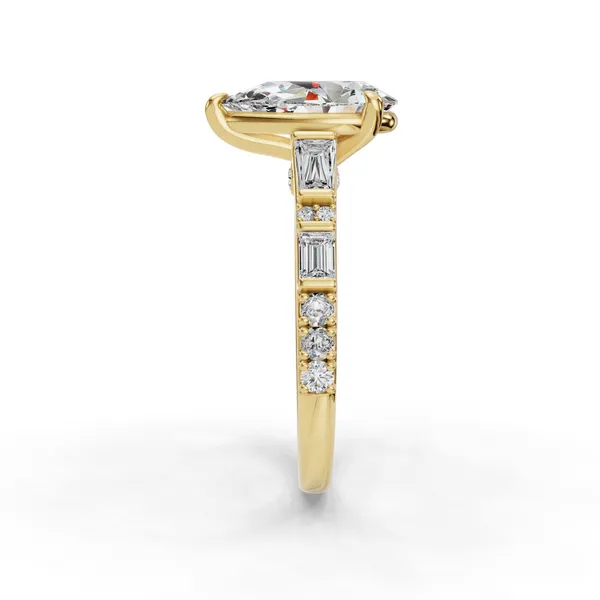 18K Yellow Gold Pear Engagement Ring Setting Image 3 SVS Fine Jewelry Oceanside, NY