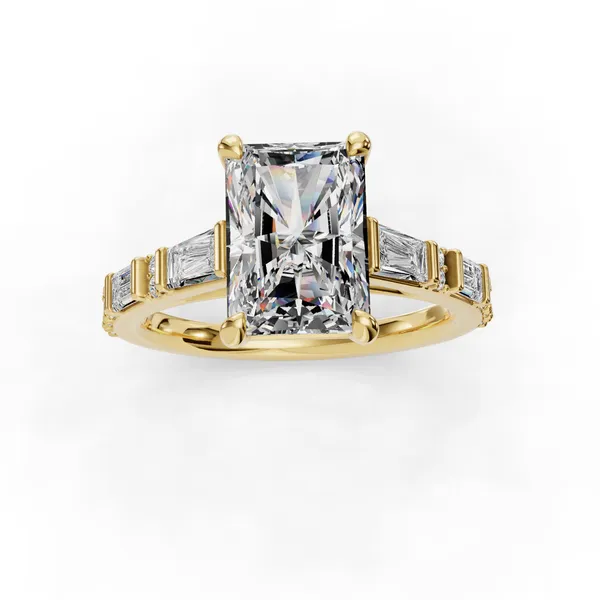 18K Yellow Gold Radiant Engagement Ring Setting Image 4 SVS Fine Jewelry Oceanside, NY