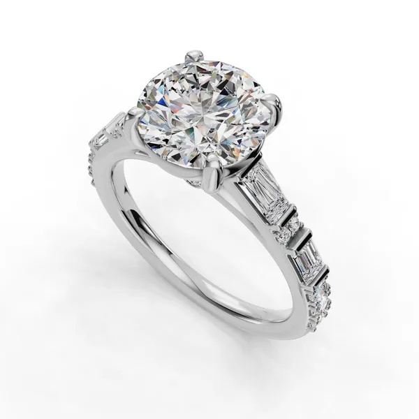 Platinum Round Engagement Ring Setting SVS Fine Jewelry Oceanside, NY
