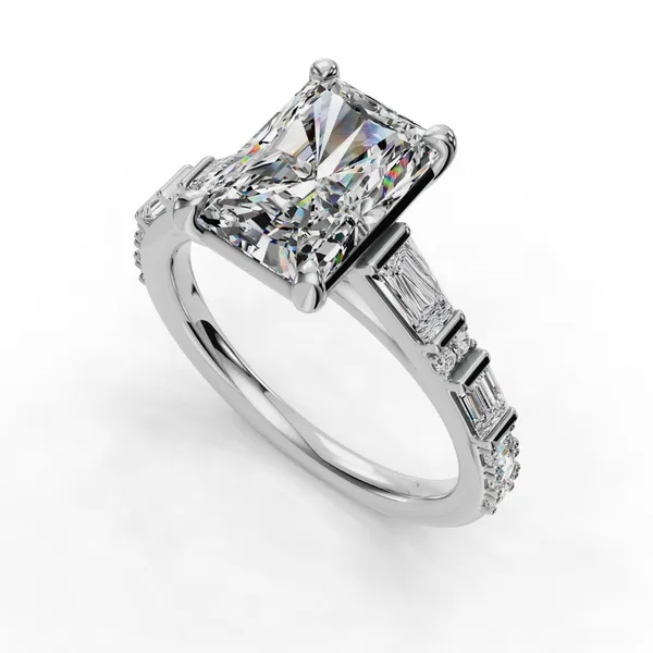 Platinum Radiant Engagement Ring Setting SVS Fine Jewelry Oceanside, NY