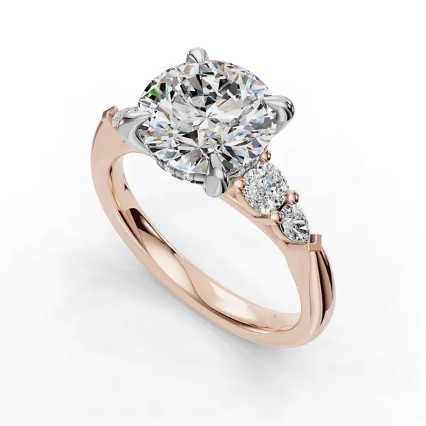 14K Rose Gold Round Engagement Ring Setting SVS Fine Jewelry Oceanside, NY