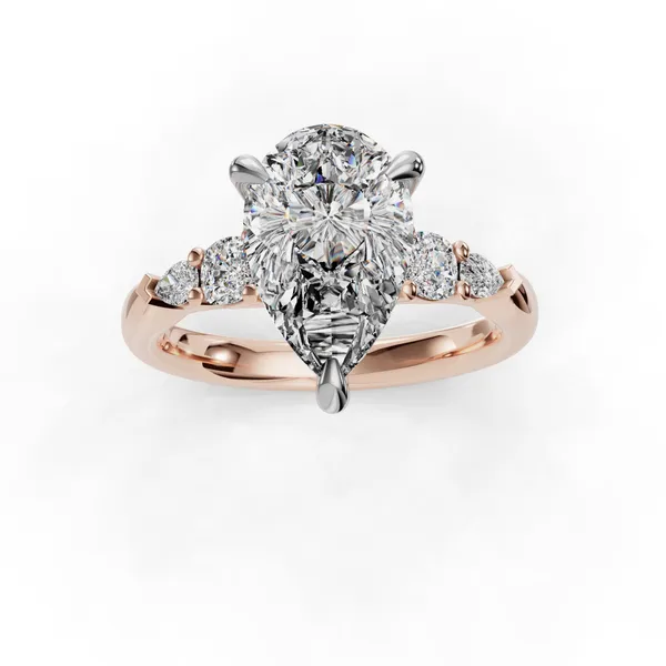 14K Rose Gold Pear Engagement Ring Setting Image 4 SVS Fine Jewelry Oceanside, NY