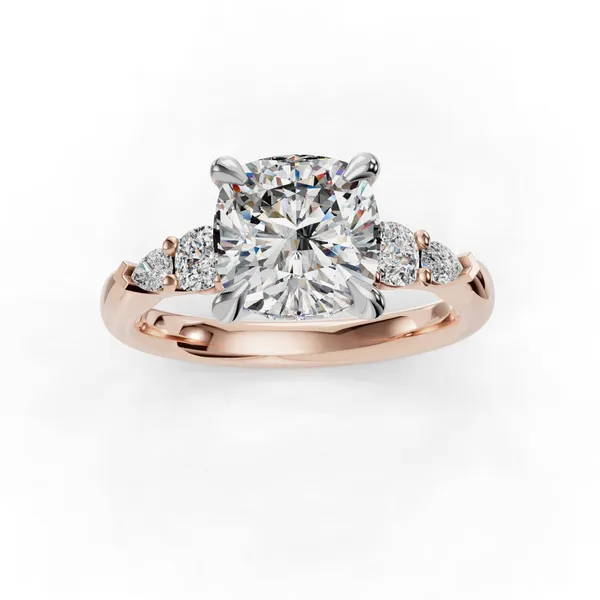 14K Rose Gold Cushion Engagement Ring Setting Image 4 SVS Fine Jewelry Oceanside, NY